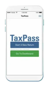 TaxPass app start screen
